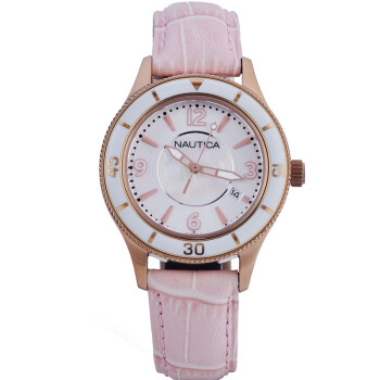 诺帝卡（NAUTICA）手表 石英粉色皮带休闲时尚情侣表女表白色表盘A16697M