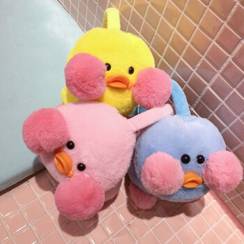 韩版毛毛绒可爱卡通小鸭子腮红耳罩保暖儿童亲子护耳套 蓝色