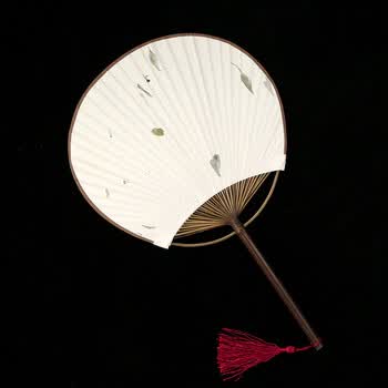 中国风宫廷团扇芭蕉扇竹柄日式扇子生宣纸可创作宣纸面 茶叶