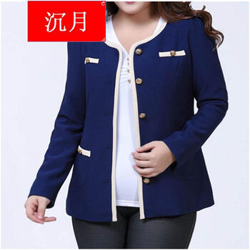 沉月2015新款小西装大码西服修身女士休闲显瘦女西装外套 深蓝色 XL