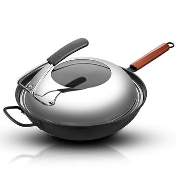 炒锅铸铁锅 传统铁锅炒菜锅具套装 生铁锅具电磁炉燃气煤气灶明火通用