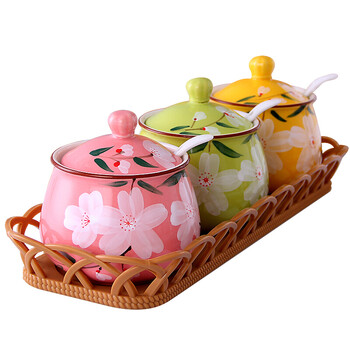 (五折秒杀)(五折秒杀) 调味罐套装陶瓷装盐罐子家用辣椒罐厨房用品