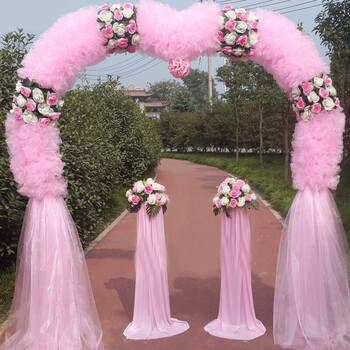 花门 婚庆绢花拱门花门开业喜庆绢花拱门雪纱花门花架 幸福门 心形 浅