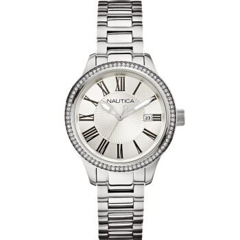 诺帝卡（NAUTICA）手表 石英不锈钢带魅力商务情侣表女表白色表盘A14681M