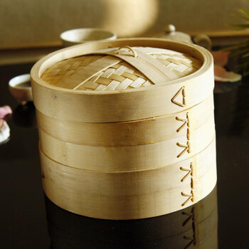 传统竹制蒸笼 纯竹制家用蒸笼 小笼包加深竹笼屉 蒸包子蒸笼 24cm笼身