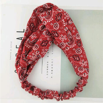 顿简约头饰宽边布艺交叉发带名族风百搭头带复古森女系发箍头巾 红色