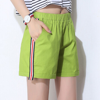 纯棉短裤女宽松热裤夏短裤女夏修身大码a字阔腿短裤运动短裤薄款 绿色