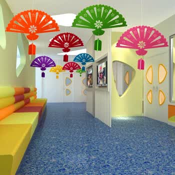 商场店铺空中吊顶吊饰幼儿园装饰用品教室走廊环境布置彩扇花挂饰 8扇