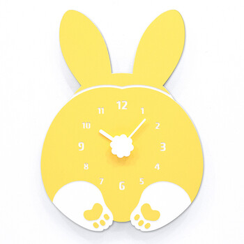 钟表挂钟客厅创意现代个性儿童卡通小熊卧室静音家用挂表 黄色 小兔子