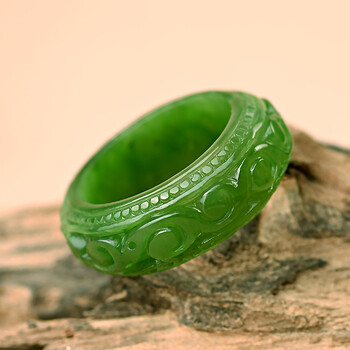 佳媛玉业和田玉 碧玉戒指玉扳指玉石平安环男女款玉戒 碧玉戒指款二