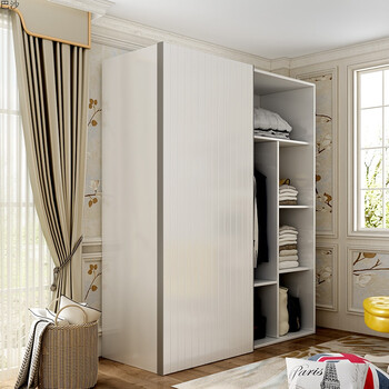 韩式田园趟门衣柜小户型衣柜卧室衣柜子简易板式衣橱 象牙白 2门