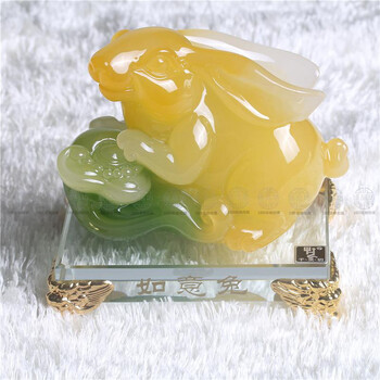 特惠玉兔摆件家居装饰礼品招财兔工艺礼品水晶生日礼物酒柜电视柜