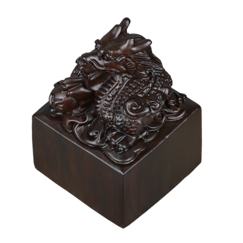 木雕红檀木实木龙头印章龙印摆件赠送刻字支持定制 花梨龙印【小号】