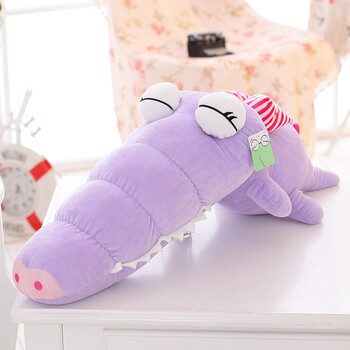 娃娃鳄毛绒玩具鳄鱼抱枕公仔布娃娃生日礼物女生 代写卡片 紫色 80cm