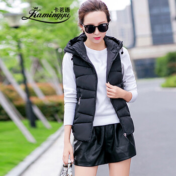 卡茗语2015秋冬新款羽绒服时尚韩版羽绒服修身马甲 黑色 L