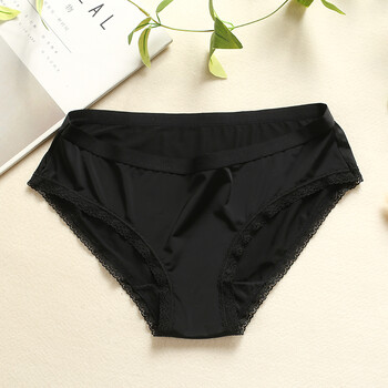 低腰日系一片式纯色三角内裤 薄款舒适透气 黑色 l