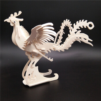 成人中国龙木质3d立体拼图模型仿真动物手工制作积木玩具 凤凰