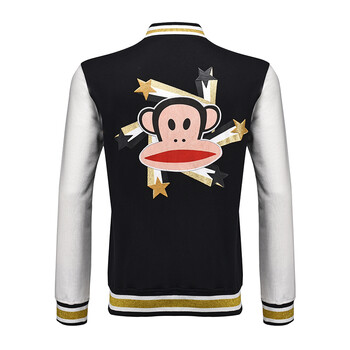 2015秋冬新款paulfrank大嘴猴卫衣男女情侣款棒球服外套韩版时尚休闲上衣拉链印花 男款黑色 L