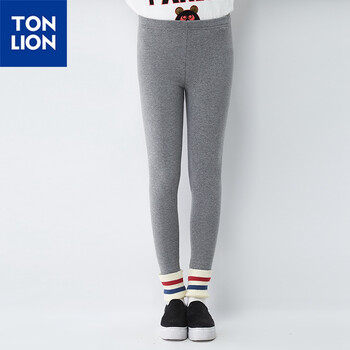 唐狮2015冬（TonLion）女紧身加绒拼脚口打底裤  6EK422093413 麻灰 M