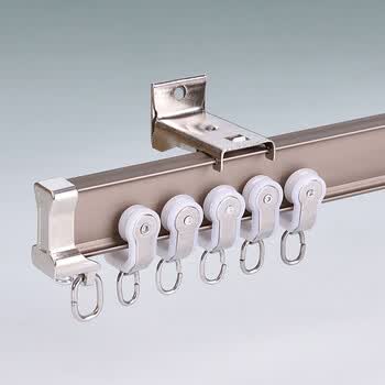 窗帘轨道 顶装弯曲弯轨滑轮轨双轨滑道导轨窗帘杆支架罗马杆单杆 升级