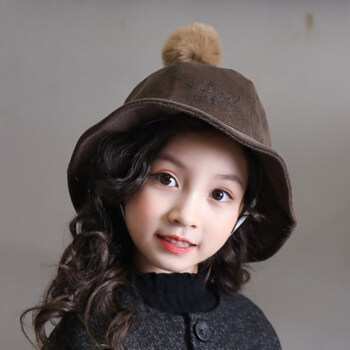 韩版儿童可爱盆帽男女宝宝时尚休闲毛球帽个性潮流户外遮阳帽百搭简约