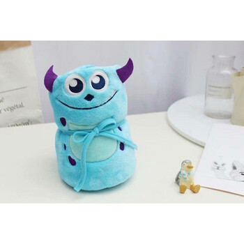 可爱卡通午睡毯珊瑚绒小毛毯办公室休闲毯空调毯学生盖腿毯女 蓝怪 75