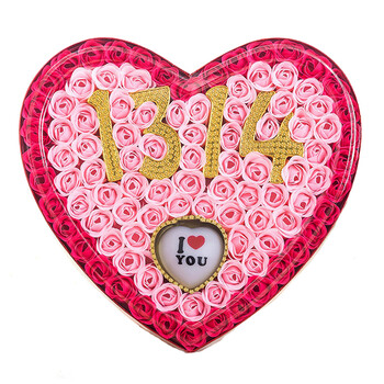 璇嘉(xuanjia) 92朵5201314玫瑰仿真花香皂花心形礼盒 表白告白约会