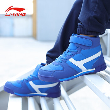 李宁童鞋男儿童运动鞋板鞋2018秋季新款儿童休闲男孩运动鞋 忍者黑