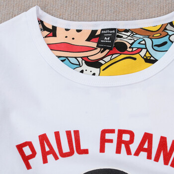 PaulFrank大嘴猴秋季新款套装微弹修身白色长袖T恤线圈印花哈伦裤休闲裤 白衣彩裤套装 XL