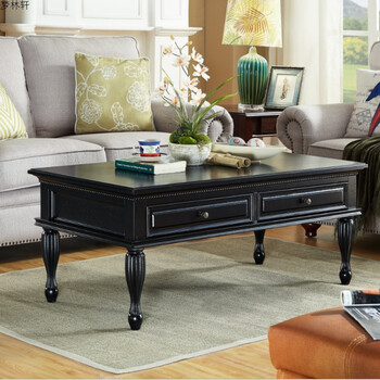 美式实木茶几现代简约客厅茶几电视柜组合小户型茶几欧式带抽茶几 135