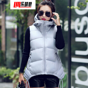 乐萌狼2015冬季新款韩版时尚修身羽绒棉服马甲中长连帽女背心Q15801 黄色 XXL