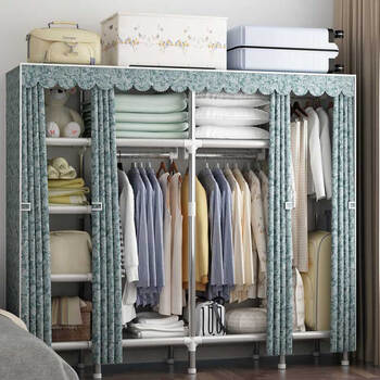 京东购物商城简易布衣柜组装单人衣橱储物收纳柜子简约现代济型 灰色