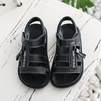 男童凉鞋婴幼儿夏季新款学生鞋韩版中大童宝宝小童沙滩儿童凉鞋 黑色