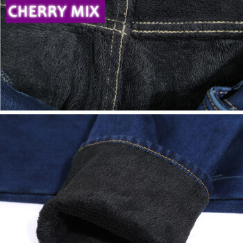 
                                        cherry mix 冬季修身中腰显瘦加绒牛仔裤女弹力小脚铅笔裤长裤靴裤女9003 深蓝色9003-3 29码                
