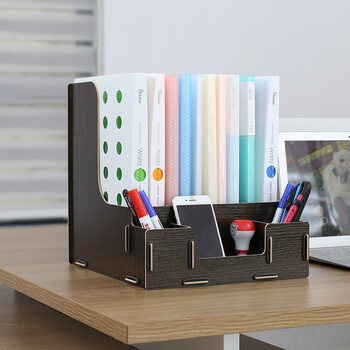 书桌收纳置物架桌面上办公用品办公室文件架书架木质文件夹收纳盒