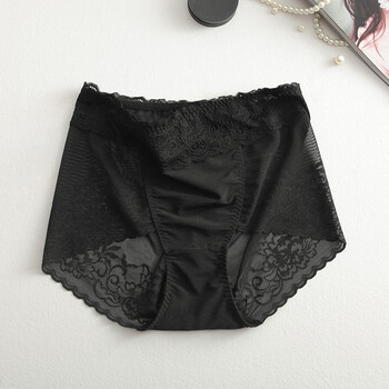 内裤女蕾丝面料性感透明中腰火辣公主极度诱惑无痕平角裤 黑色三角款
