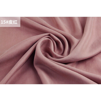 氨丝布料夏季透气纯色红色素色复古服装面料裤子料 15#皮红