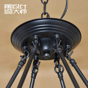 生活设计大师美式乡村麻绳吊灯loft复古铁艺创意咖啡馆酒吧古堡餐厅灯具