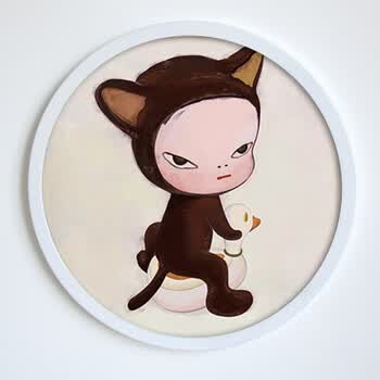 奈良美智圆形装饰画现代客厅卧室挂画梦游娃娃卡通儿童房背景墙 13
