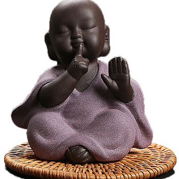 tntlove 创意可爱佛三不小和尚不听不看不说功夫茶宠茶宠摆件配件紫砂