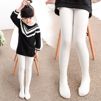 儿童连裤袜精梳棉2018新品女童打底裤宝宝白色舞蹈袜子卡通连体袜