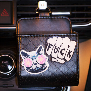 汽车空调出风口置物袋车载手机袋挂袋 置物桶收纳盒储物箱杂物筒 fuck