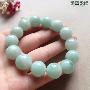 绿翠永恒 天然缅甸老坑a货翡翠手串糯种飘花男女款玉串玉链带证书
