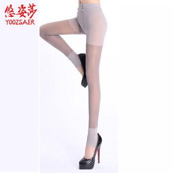悠姿莎打底裤女秋冬加绒加厚假透肉修身打底裤袜踩脚款2015新款韩版 藏蓝色 均码