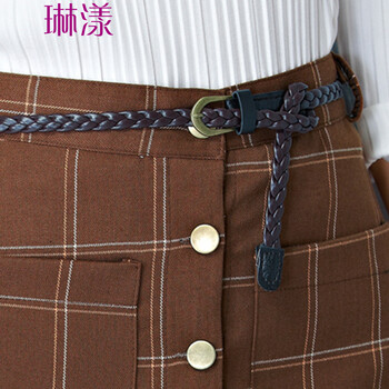 琳漾服饰 2015秋季新品英伦学院风格子半身裙单排扣修身百搭高腰A字短裙 蓝色 L