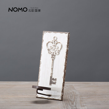 NOMO 美式乡村复古做旧陶瓷工艺品 萨德勒壁挂烛台架杯架 蓝色