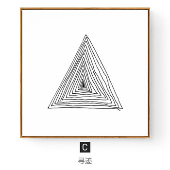 轨迹 玄关装饰画书房墙画抽象水墨简单黑白线条有框画办公室壁画 c款