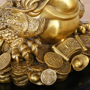 
                                                            吉善缘 全铜招财金蟾摆件 三足金蝉家居客厅玄关办公室风水摆件装饰品店铺开业礼品 特大号（招财进宝）                
