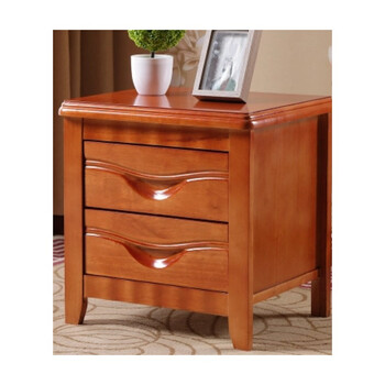 实木床头柜简约现代榉木胡桃带锁迷你卧室床边收纳储物小柜子 海棠色