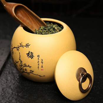 
                                                            尊壶 紫砂茶叶罐密封便携醒茶罐普洱红茶包装居家摆放大小号非陶瓷装茶罐子茶具套装配件龙旦茶叶罐 龙旦大号段泥 梅                
